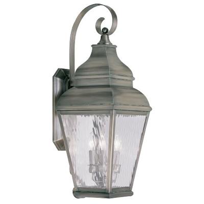 Livex Lighting 2605-29 Exeter 3-Light Outdoor Wall Lantern, Vintage Pewter