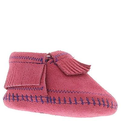 Minnetonka Infant-Girls' Riley Moccasin Booties Hot Pink 1 M US