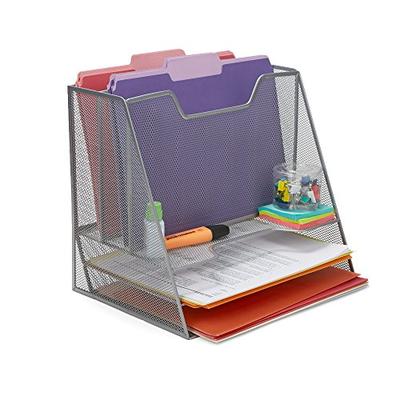 Mind Reader Mesh Desk Organizer 5 Trays Desktop Document Letter Tray for Folders, Mail, Stationary,