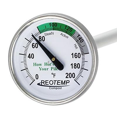 REOTEMP Backyard Compost Thermometer - 20" Stem, with Composting Instructions (0-200 Fahrenheit)