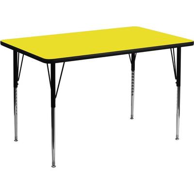 24''w X 48''l Rectangular Activity Table With 1.25'' Thick High Pressure Yellow Laminate Top And Sta