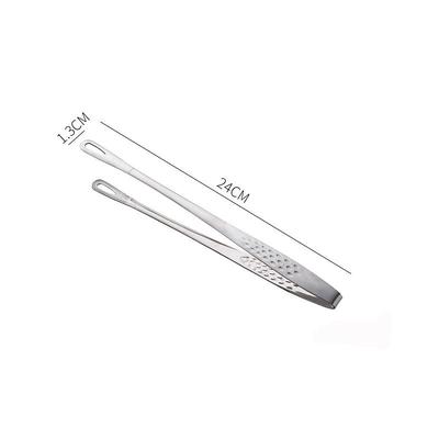 304 Stainless Steel Yakitori Grill Tongs - Japanese BBQ Rotating Lock Clip for Charcoal, Campfire Teppanyaki Non-Slip Teeth Heat-Resistant Silicone Grip